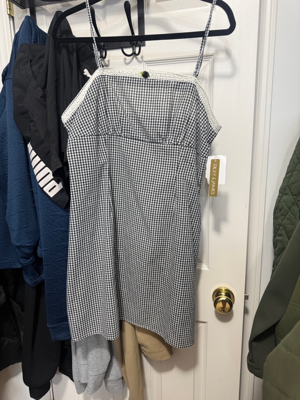 Riley James Black & White Gingham Slip Dress